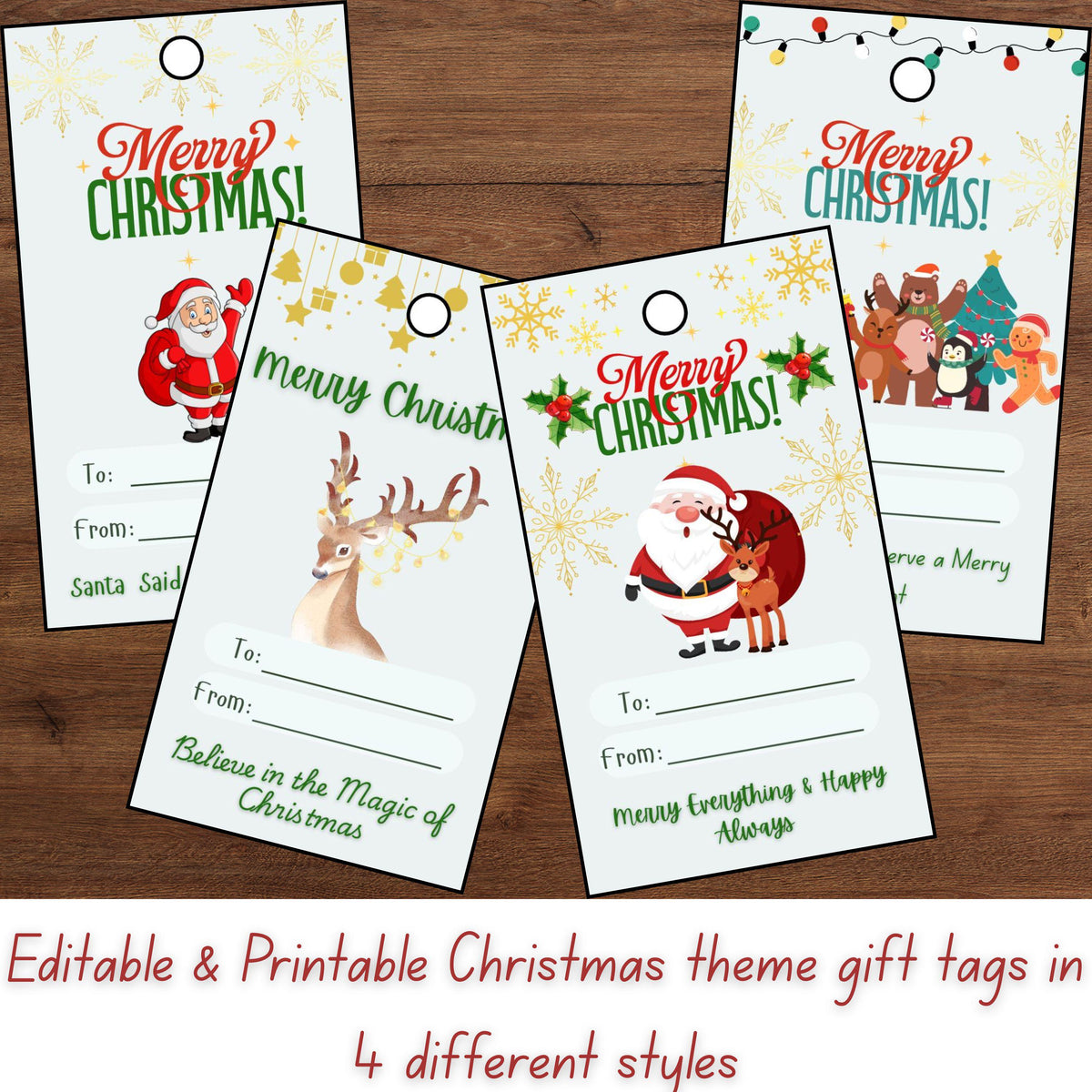 Merry Christmas Gift Labels | Printable Holiday Tag Sheets | Winter Gift Wrapping | Instant Download