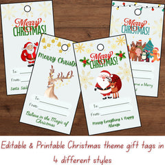 Merry Christmas Gift Labels | Printable Holiday Tag Sheets | Winter Gift Wrapping | Instant Download