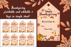 Thanksgiving Gift Tags | Fall Labels | Instant Download Editable & Printable