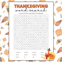 Thanksgiving Word Search Printable for Kids & Family Fun | A4 Paper Size | Instant Download