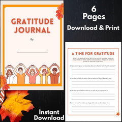 Thanksgiving Gratitude Journal Printable | 6-Page Digital Download | Daily & Monthly Thankfulness Planner | Minimalist Fall Activity