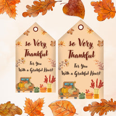 Thanksgiving Gift Tags Printable, Rustic Autumn Floral Labels for Gifts and Favors