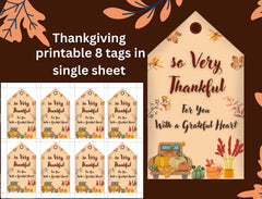 Thanksgiving Gift Tags Printable, Rustic Autumn Floral Labels for Gifts and Favors