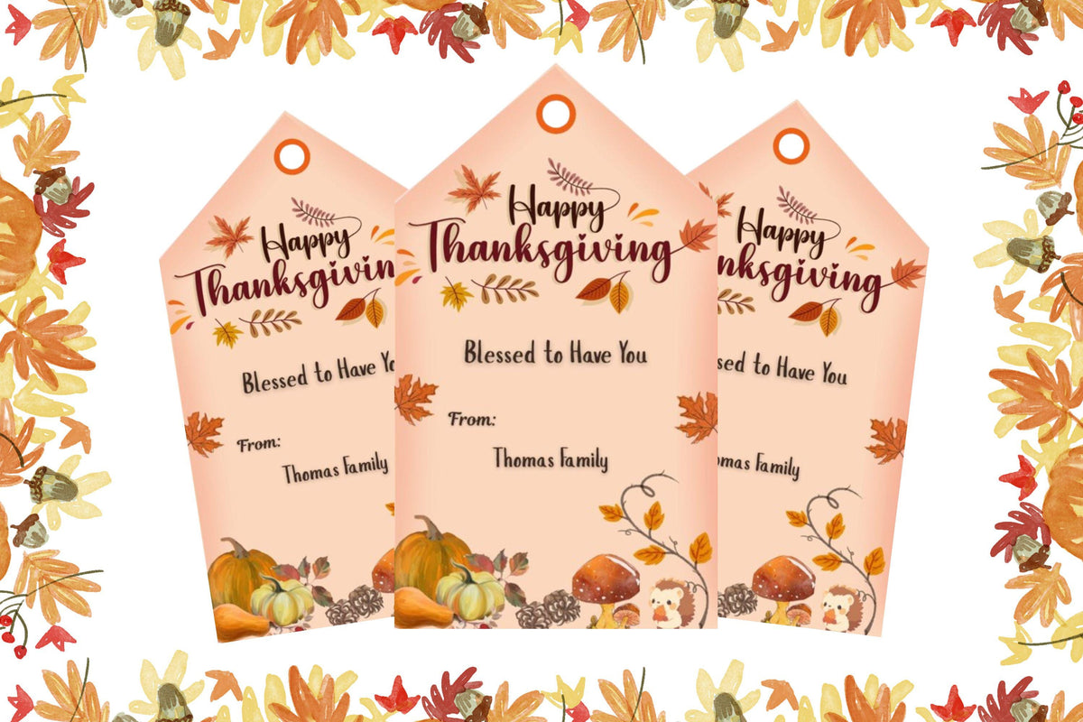 Thanksgiving Gift Tags | Fall Labels | Instant Download Editable & Printable