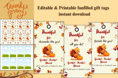 Editable Thanksgiving Gift Tags Bundle | Gift Labels | 8-Tag Layout | Instant Download