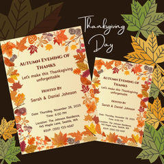Thanksgiving Dinner Party Invitation | Editable Canva Template (Digital Download)