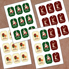 Printable Christmas Gift Tags Bundle | Vintage Santa, Reindeer & Present Tag | Instant Download PDF  Ready-to-Print