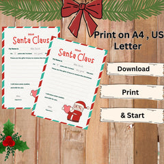 Printable Santa Letter - Kids Christmas Wish List Template (Editable PDF)