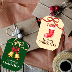 Printable Christmas Gift Tags | Bells, Snowman, Stocking (Digital Download)