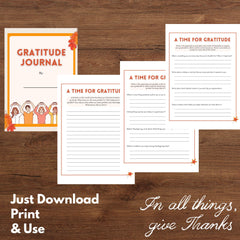 Thanksgiving Gratitude Journal Printable | 6-Page Digital Download | Daily & Monthly Thankfulness Planner | Minimalist Fall Activity