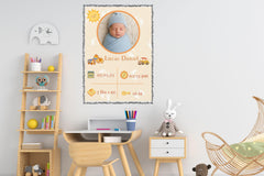 Baby Birth Info Print | New Born Announcement Poster | Nursery Digital Gift | A4, A2, 8x10