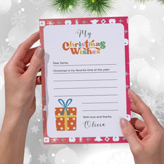 Christmas Wishlist Printable 5x7, Kids Santa Letter, Holiday Wish List PDF