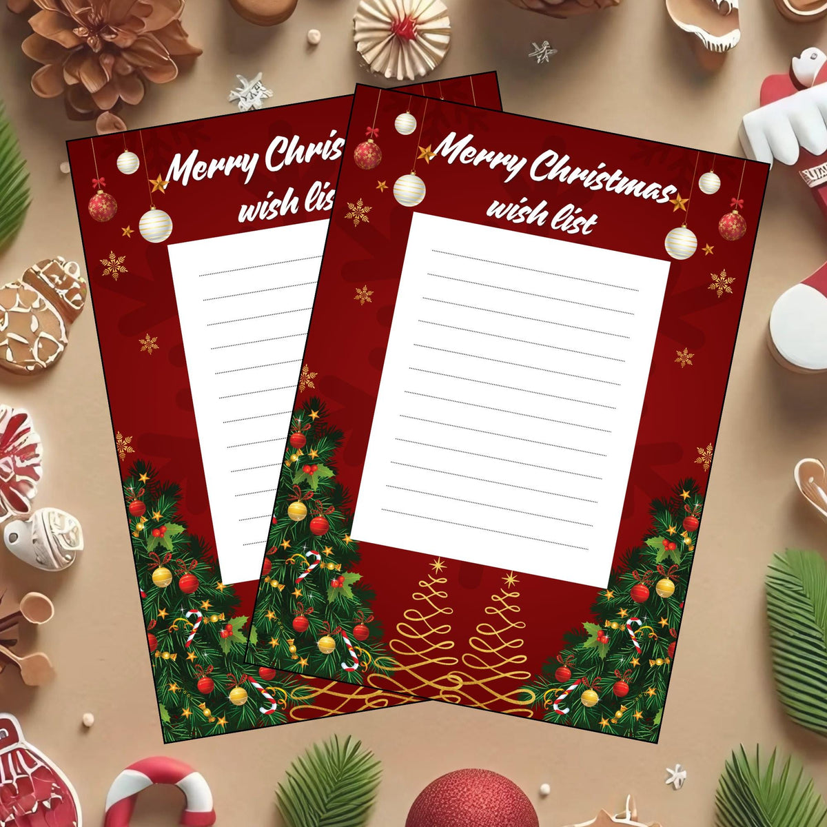 Christmas Wish List Printable 5x7, Kids Santa Wishlist, Instant Download