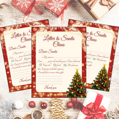 Christmas Letter to Santa Printable, Christmas Wishlist | Kids Holiday Activity Sheet | size 8.5x11 inch