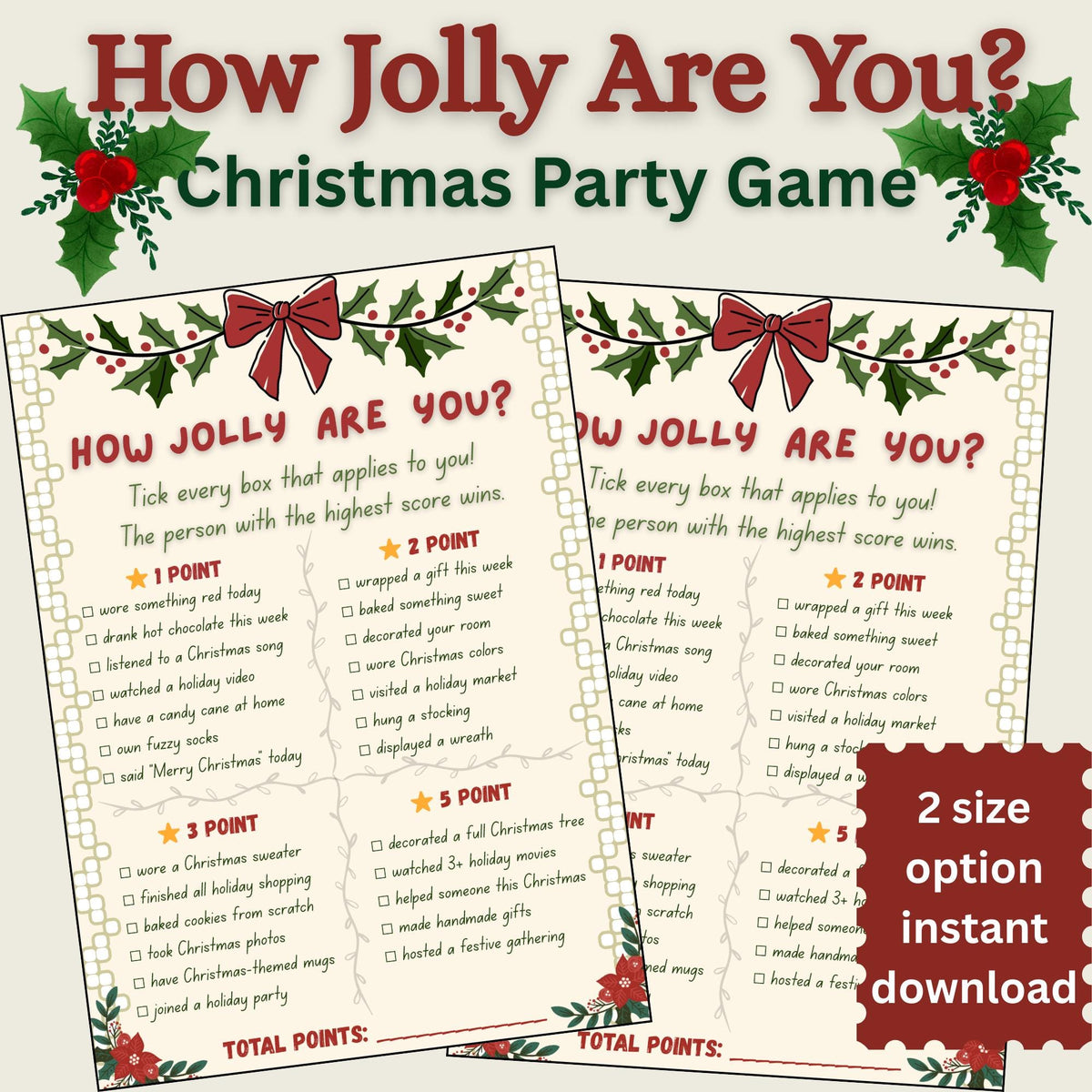 How Jolly Are You? Christmas Group Activity – 8.5x11 inch & 2-Per-Page PDF Printable – Instant Download