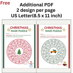 Christmas Maze Puzzle for Kids | 5x7 Printable Game | Holiday Activity