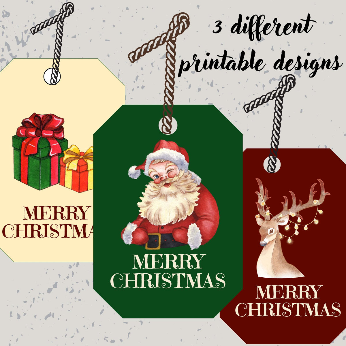 Printable Christmas Gift Tags Bundle | Vintage Santa, Reindeer & Present Tag | Instant Download PDF  Ready-to-Print