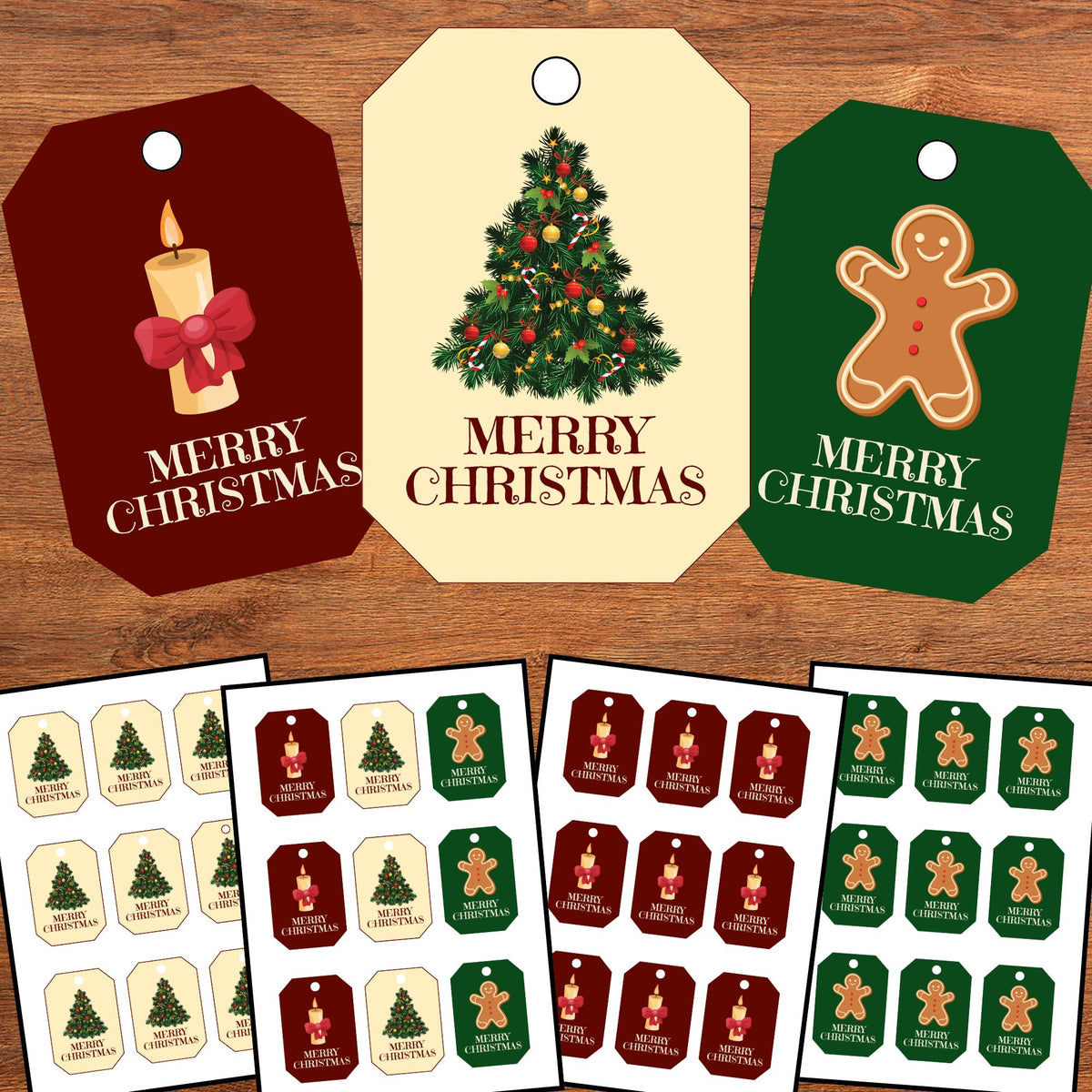 Printable Christmas Gift Tags | Modern Holiday Labels (4 PDF) | Instant Download