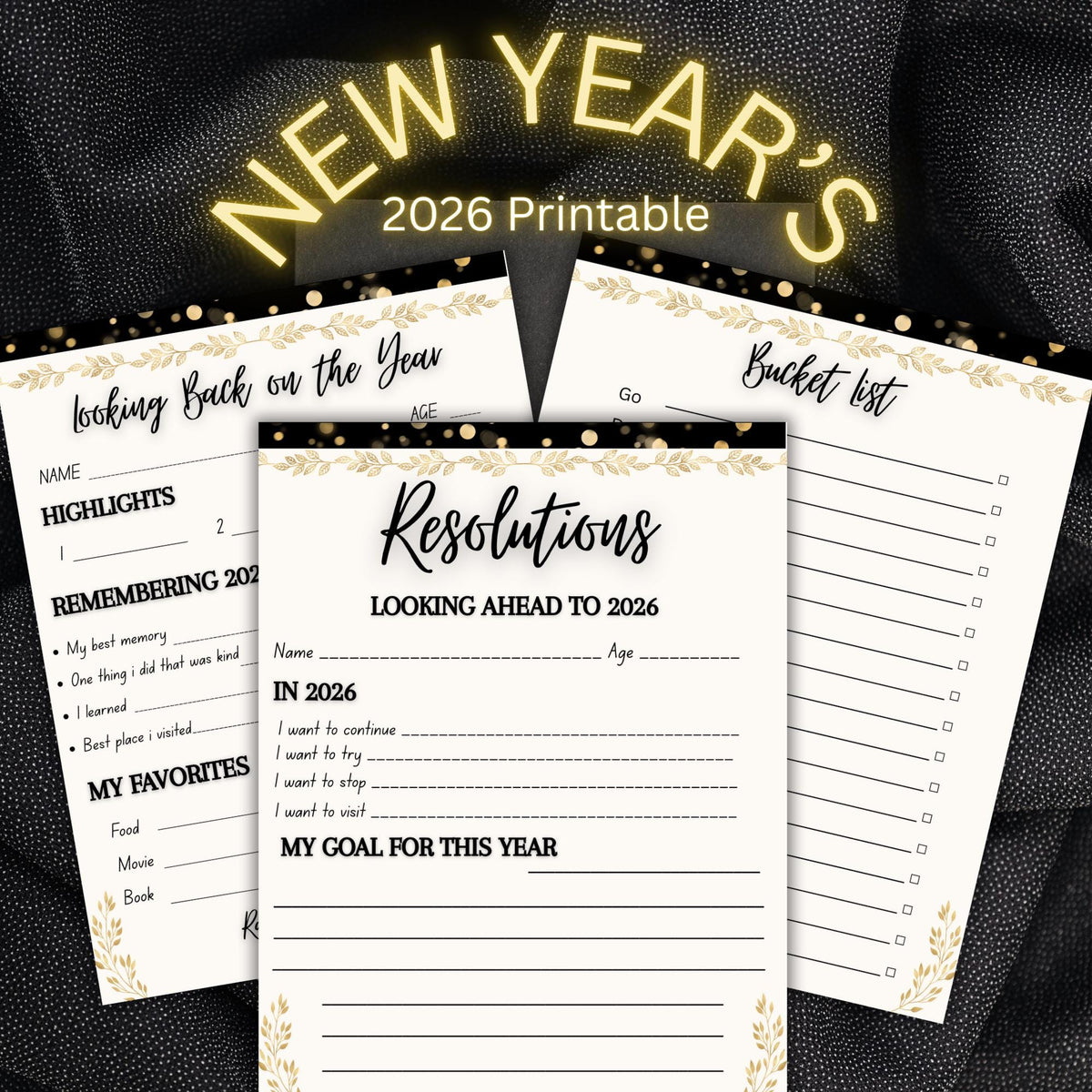2026 New Year Resolution Planner | Goal & Bucket List (PDF)