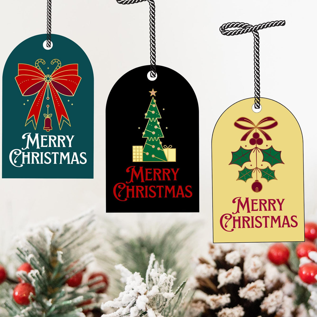 Christmas Gift Tags Printable | 3 Designs | 4 A4 Sheets Printable PDF | Instant Download