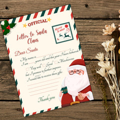 Santa Letter Template for Kids 8.5x11 inch , Christmas Printable PDF