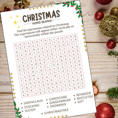 Christmas Word Search Printable | Holiday Activity Worksheet | Kids Christmas Game| A4 size