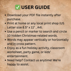 Christmas Word Search Printable | Holiday Activity Worksheet | Kids Christmas Game| A4 size