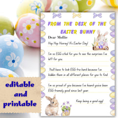 Easter Bunny Letter for Kids | Personalized Surprise Note (A4 & 5x7 Digital Download)