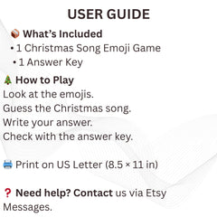 Christmas Song Emoji Game Printable | Guess the Christmas Songs |A4 SIZE | Instant Download