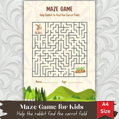 Easter Rabbit Maze Game | Printable Kids Activity (PDF)| A4 Size |Instant download