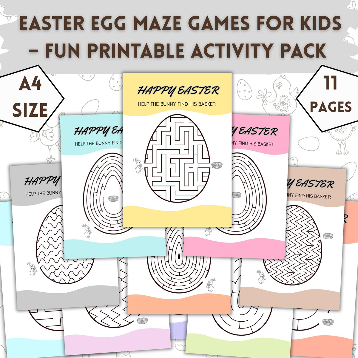 Easter Egg Maze Printable | Maze Game | Kids Activity Pack (A4 Digital Download)