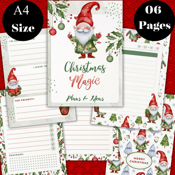 Christmas Planner Printable | 6 Pages|  A4 Size Christmas Organizer | Holiday Productivity Sheets| Instant Download