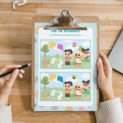 Easter Find the Differences Game Printable | Easter Activity for Kids | Spring Spot the Difference Puzzle PDF