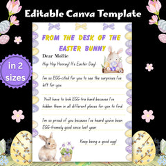 Easter Bunny Letter for Kids | Personalized Surprise Note (A4 & 5x7 Digital Download)