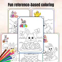 Bunny Easter Coloring Book, Kids Activity Pages, Preschool Activity (A4, Digital Download)