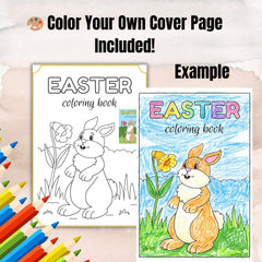 Bunny Easter Coloring Book, Kids Activity Pages, Preschool Activity (A4, Digital Download)