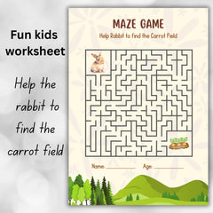 Easter Rabbit Maze Game | Printable Kids Activity (PDF)| A4 Size |Instant download