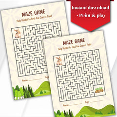 Easter Rabbit Maze Game | Printable Kids Activity (PDF)| A4 Size |Instant download
