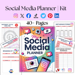 Social Media Planner Printable | Content Calendar, Marketing & Business (PDF Download, 40+ Pages)
