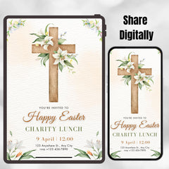 Easter Charity Lunch Invitation Template – Canva Editable  5x7 inch Printable | Instant Download