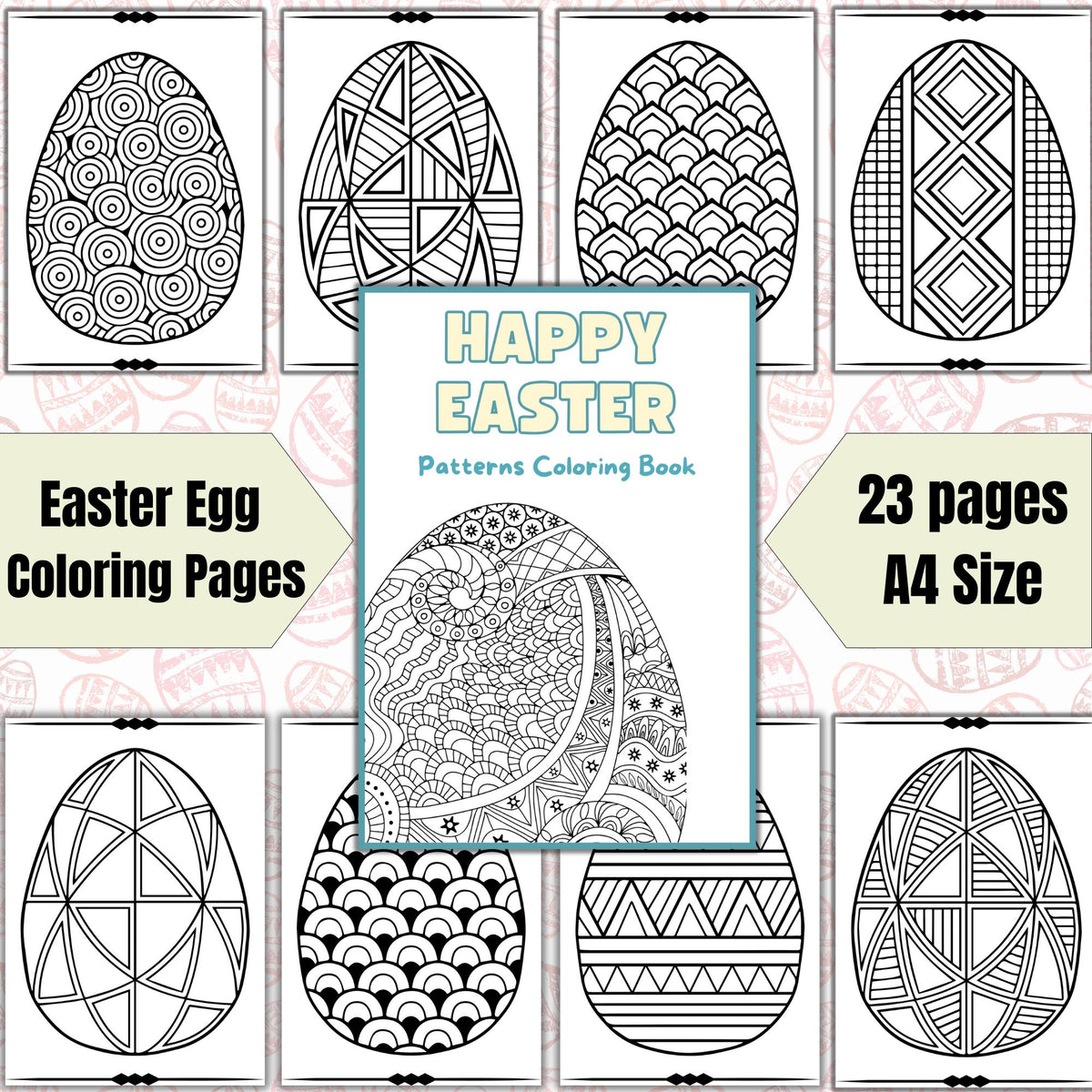 Easter Egg Coloring Book | 23 Printable Pages (A4, Instant Download)
