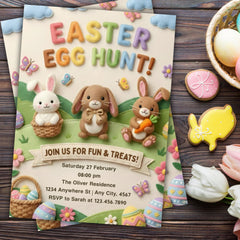Easter Egg Hunt Invitation Canva Template | Editable 5x7 Printable Kids Easter Party Invite