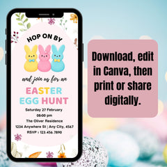 Easter Egg Hunt Invitation Template Set | 2 Editable Canva Designs 5x7 Printable Easter Invite