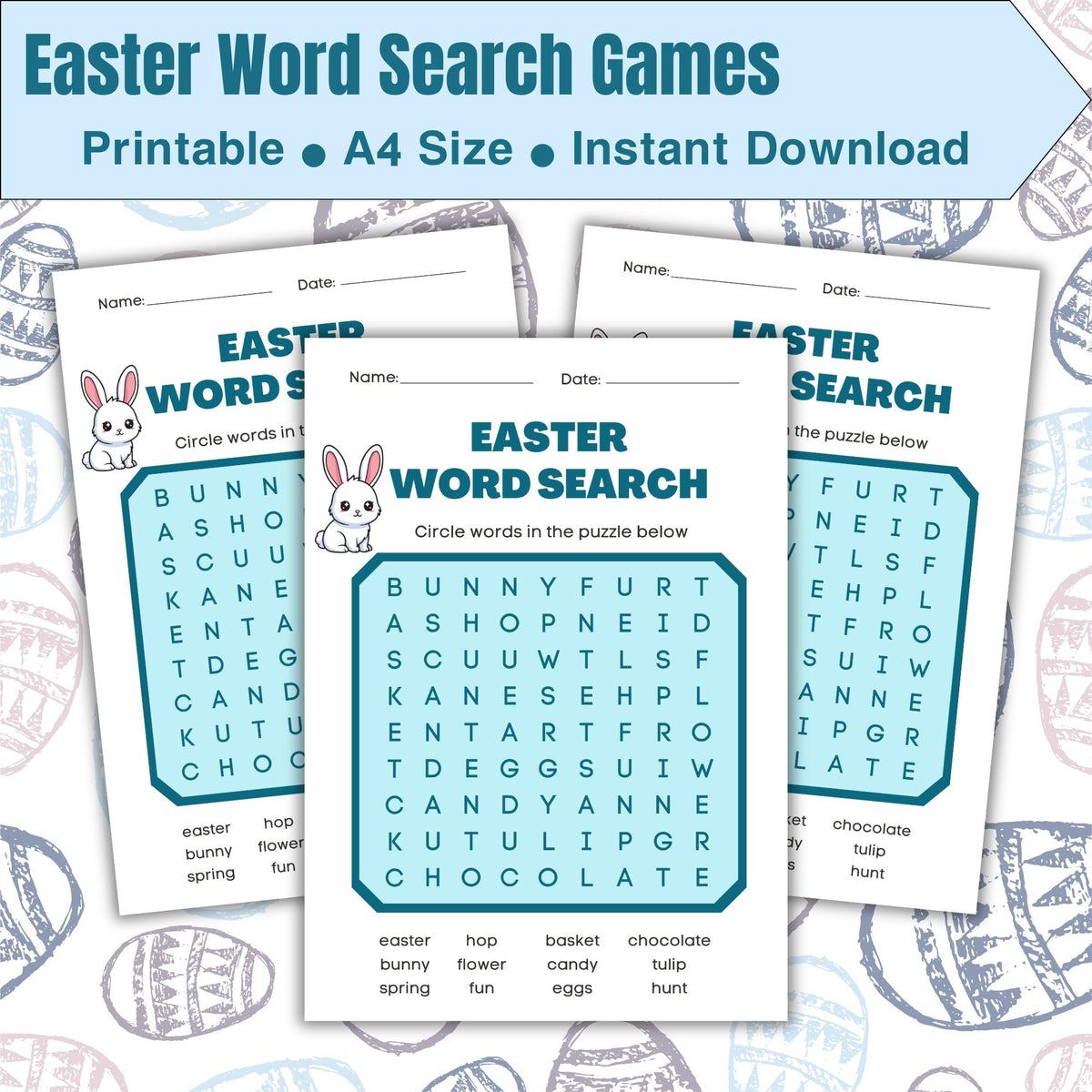 Easter Word Search Printable, Kids Activity, Classroom Game (Instant Download A4/US Letter Size)