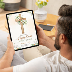Easter Charity Lunch Invitation Template – Canva Editable  5x7 inch Printable | Instant Download