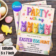 Easter Egg Hunt Invitation Template | Editable Canva 5x7 Printable Easter Party Invite