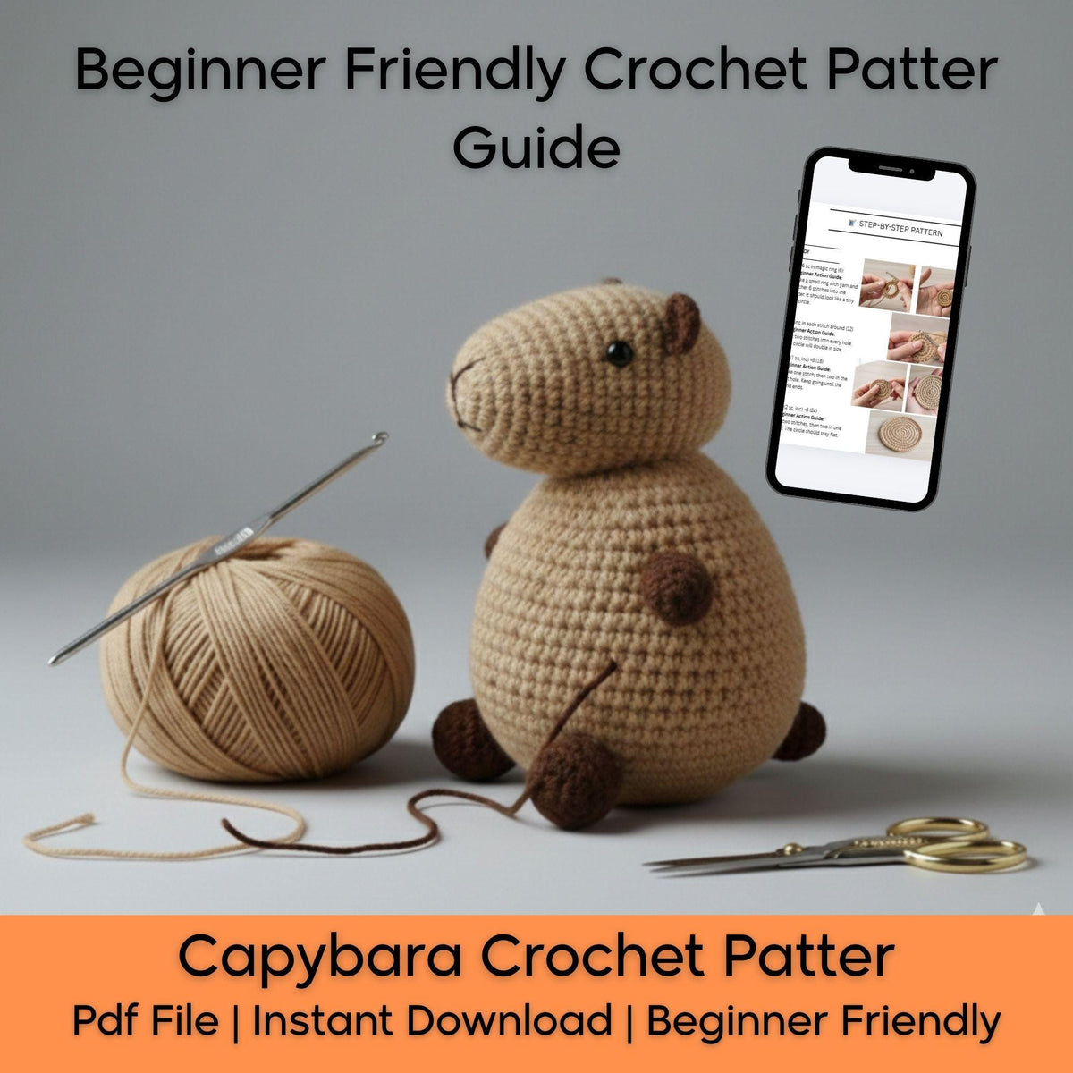 Capybara Amigurumi Crochet Pattern | Beginner Friendly (PDF Pattern)
