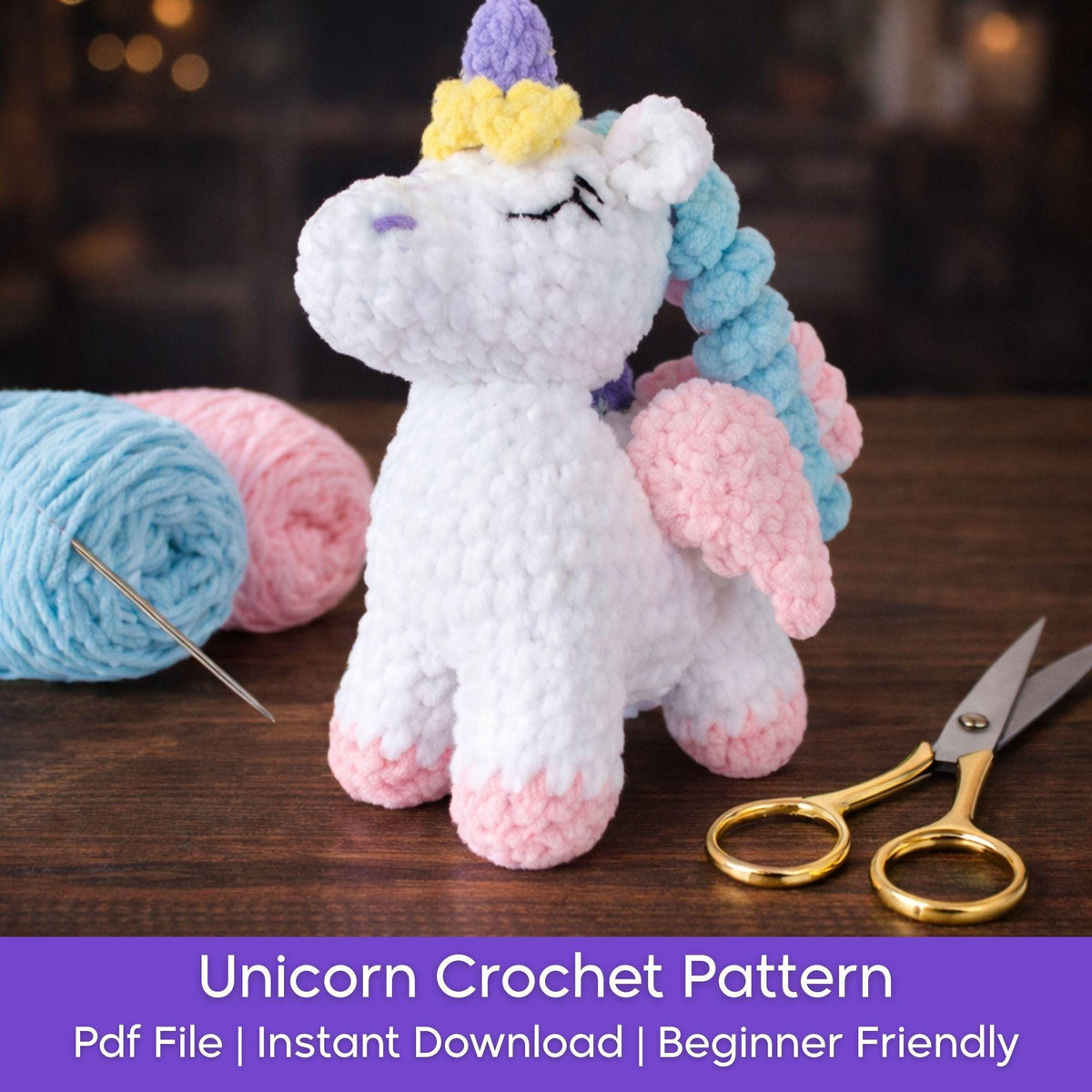 Unicorn Crochet Pattern PDF  | Amigurumi Unicorn Digital Download | Beginner Friendly Step-by-Step Guide