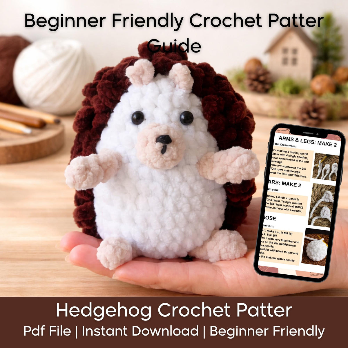 Hedgehog Amigurumi Crochet Pattern | Easy Plush Toy (PDF Pattern)