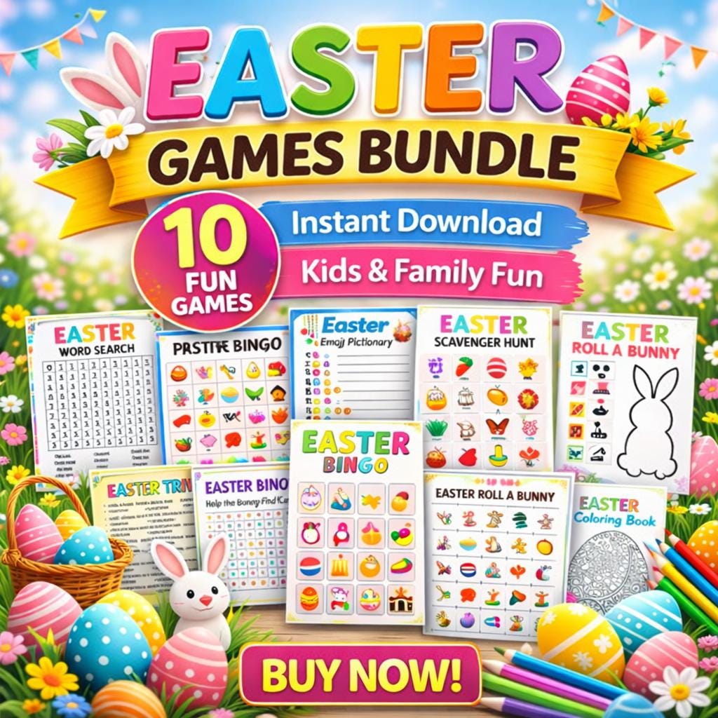 Easter Games Bundle | 10 Printable Party Activities (Digital Download)
